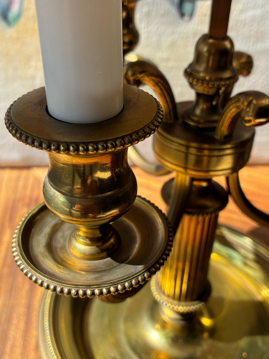 Three-light Bronze Hot-water Bottle Lamp – Morand Paris, 20th Century -photo-3