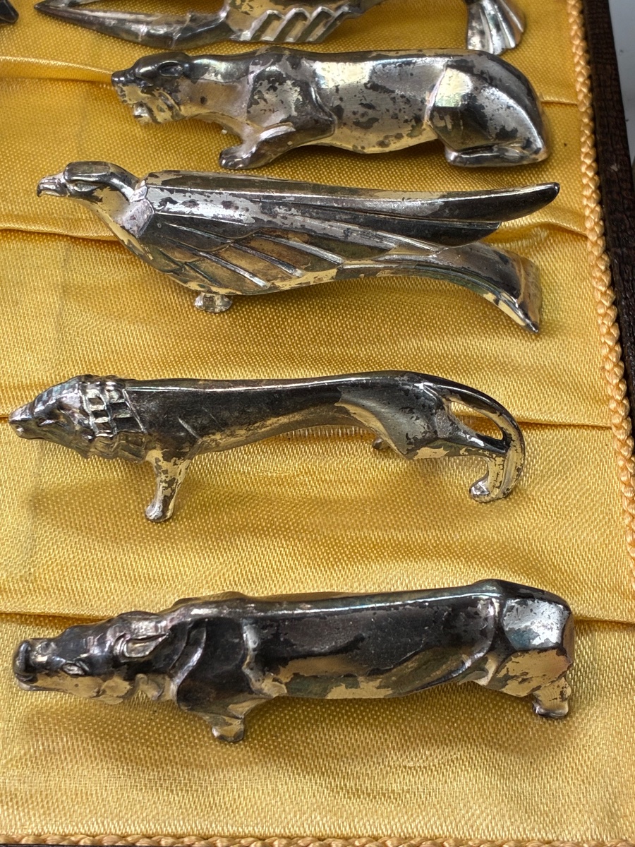 Set Of 12 Art Deco Animal-shaped Knife Blocks – In The Style Of Sandoz – Circa 1930-photo-3