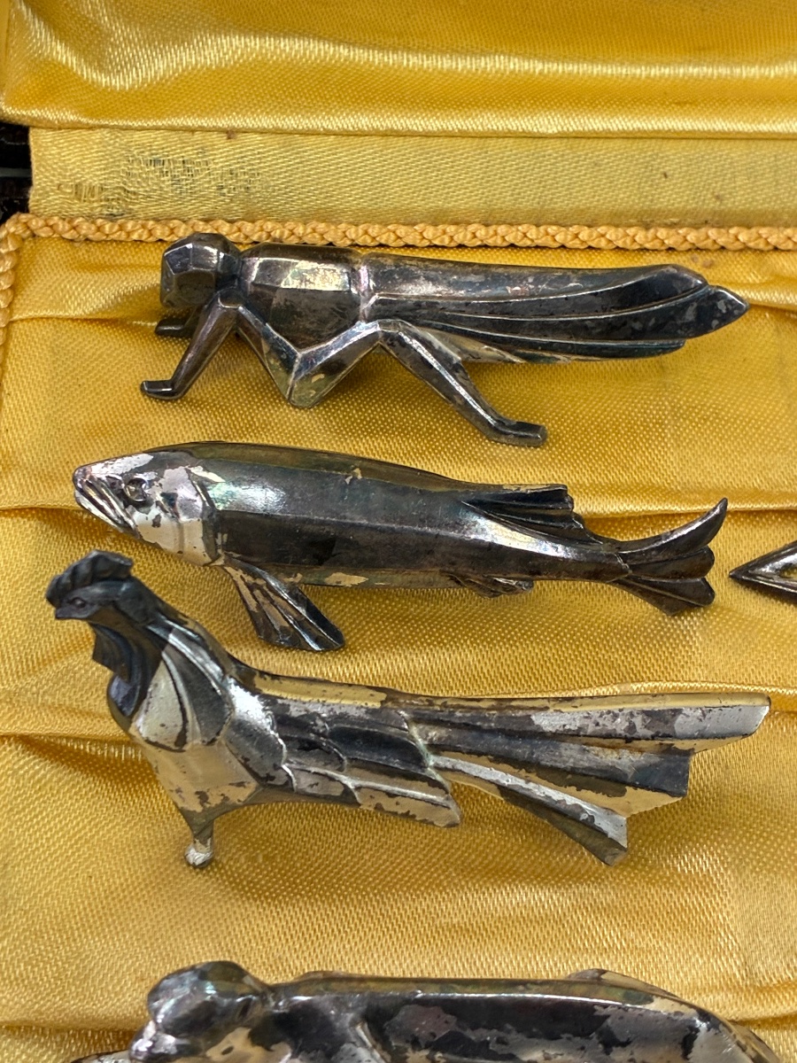 Set Of 12 Art Deco Animal-shaped Knife Blocks – In The Style Of Sandoz – Circa 1930-photo-1