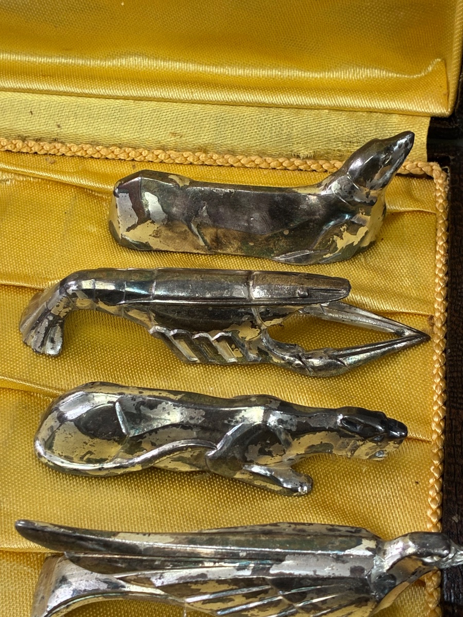 Set Of 12 Art Deco Animal-shaped Knife Blocks – In The Style Of Sandoz – Circa 1930-photo-3