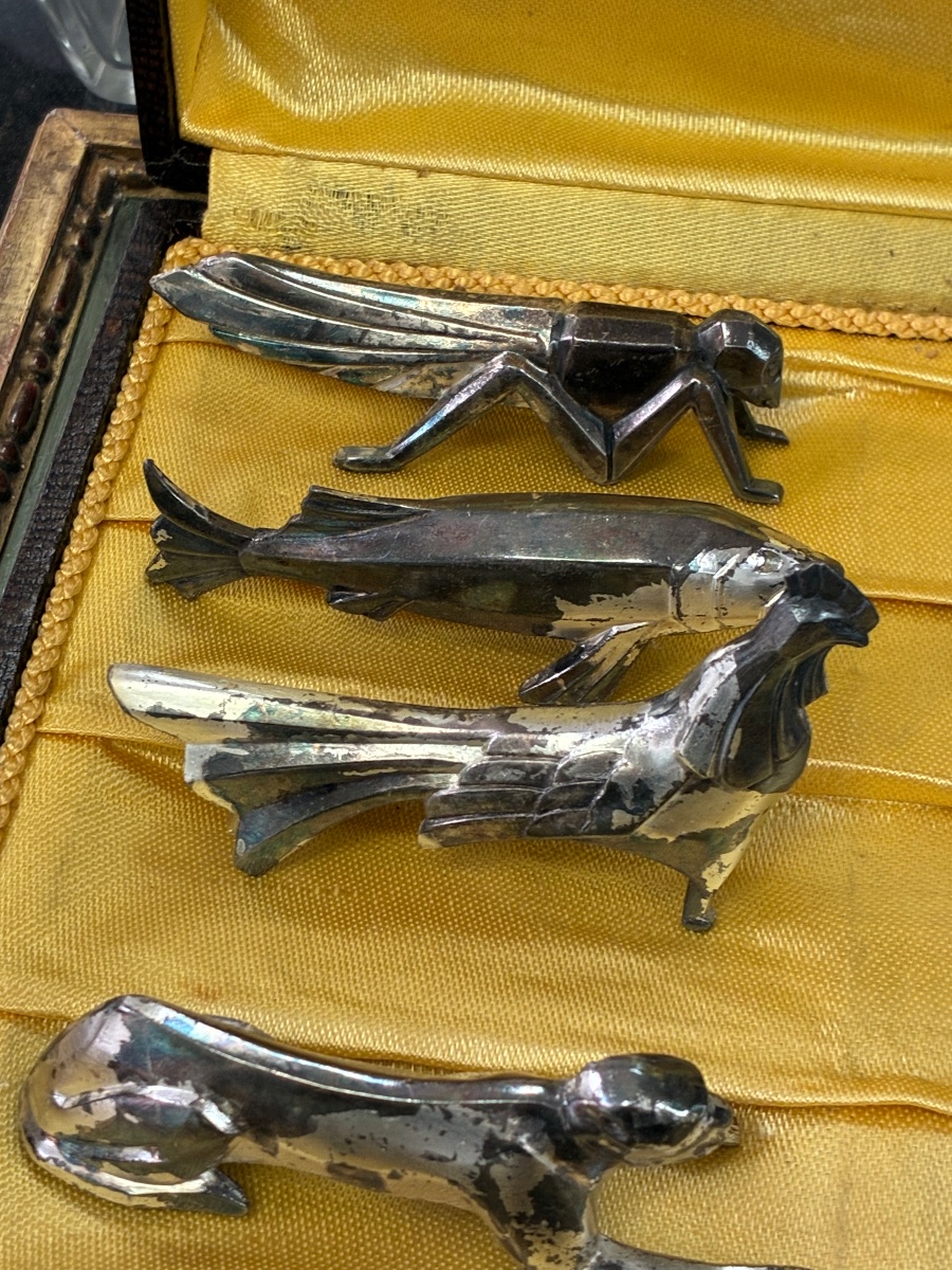 Set Of 12 Art Deco Animal-shaped Knife Blocks – In The Style Of Sandoz – Circa 1930-photo-4