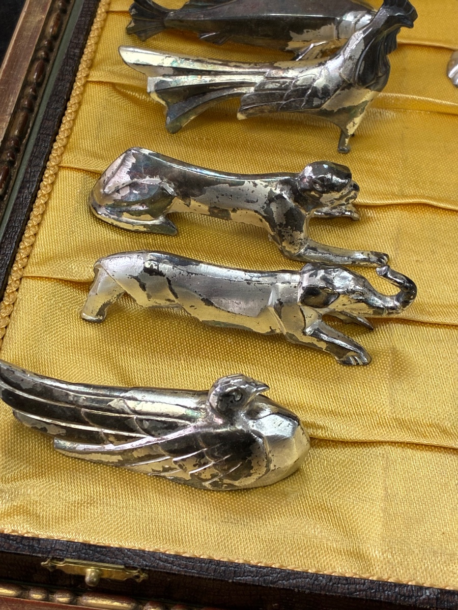 Set Of 12 Art Deco Animal-shaped Knife Blocks – In The Style Of Sandoz – Circa 1930-photo-5
