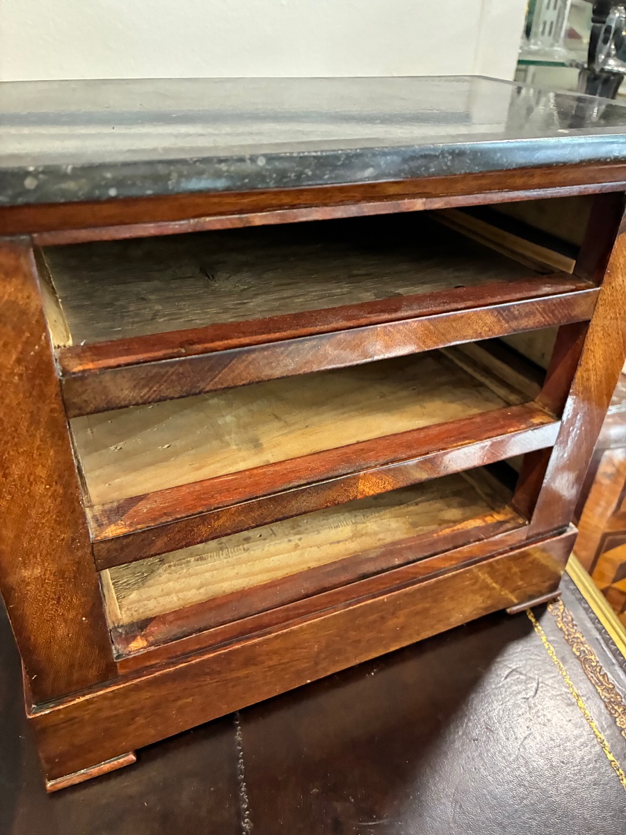 Master's Chest Of Drawers, Restored, Made Of Mahogany And Black Marble – 19th Century-photo-2