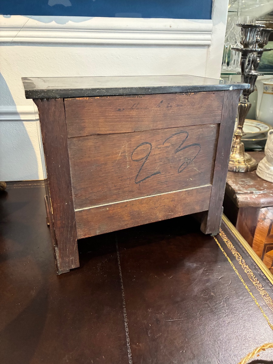 Master's Chest Of Drawers, Restored, Made Of Mahogany And Black Marble – 19th Century-photo-3