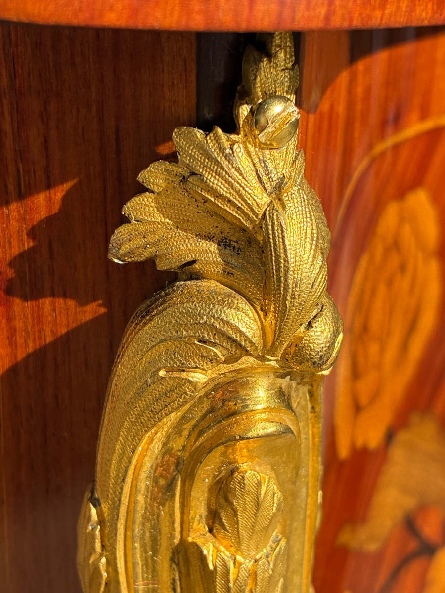 19th-century Louis XV-style Coffee Table With Floral Marquetry, Writing Desk, And Gilded Bronze Accents -photo-2