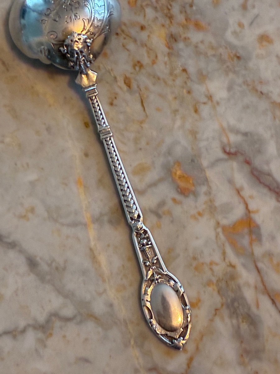Solid Silver Cream Spoon – Henri Soufflot – 19th Century-photo-2