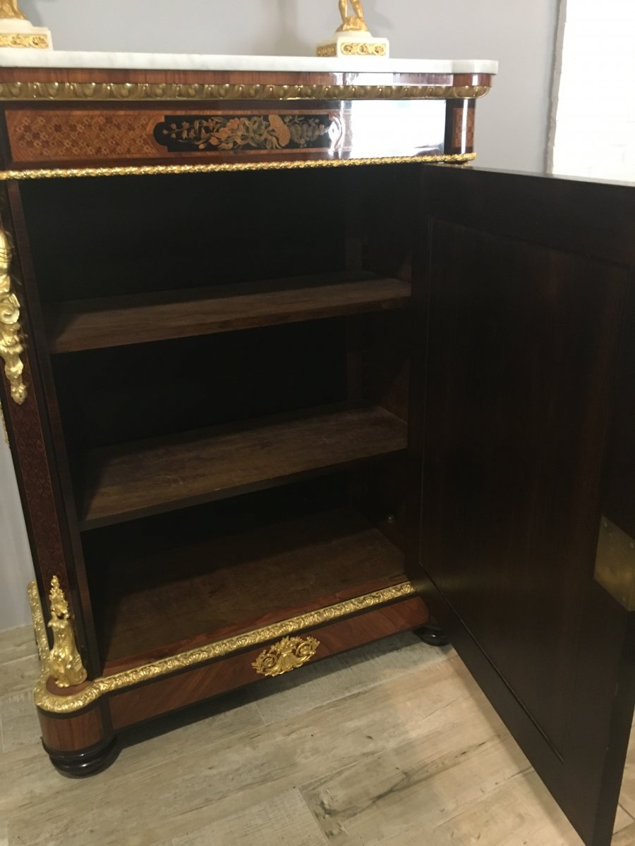 XIXth Gilt Bronze Marquetry Stand Nap Nap III Signed Vedder In Paris-photo-6