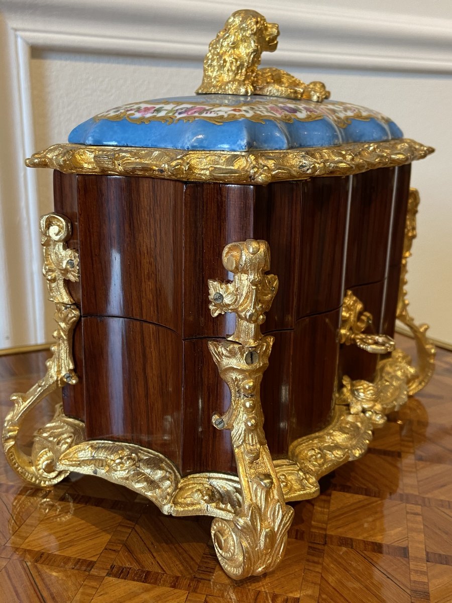 Boîte Coffret à Parfum Senteur Odeur Polylobé Sèvres Bronze Doré époque Napoleon III-photo-3