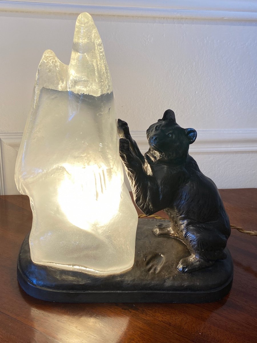 Regule Veilleuse Lampe Ours Iceberg signé Thomas Cartier Art Deco-photo-3