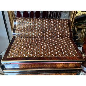 Grande Écritoire Coffret époque Napoléon III Marqueterie géométrique Nacre XIXe