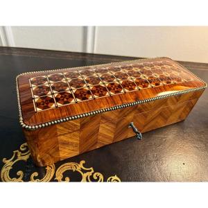 Napoleon III Glove Box In Rosewood And Geometric Marquetry 19th Century