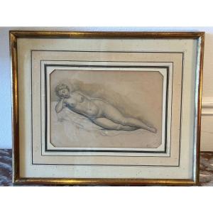 Reclining Female Nude - Drawing Attributed To Girodet, Dated 1819