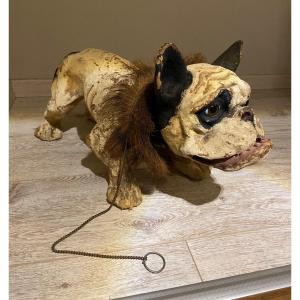 Large Barking French Bulldog Pull Along Toy 55cm Circa 1920