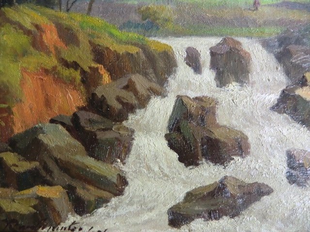RAMBININTSOA Jean (1899-1986) " La rivière Mandraka ", 1936 Huile sur toile 35 x 50 cm-photo-4