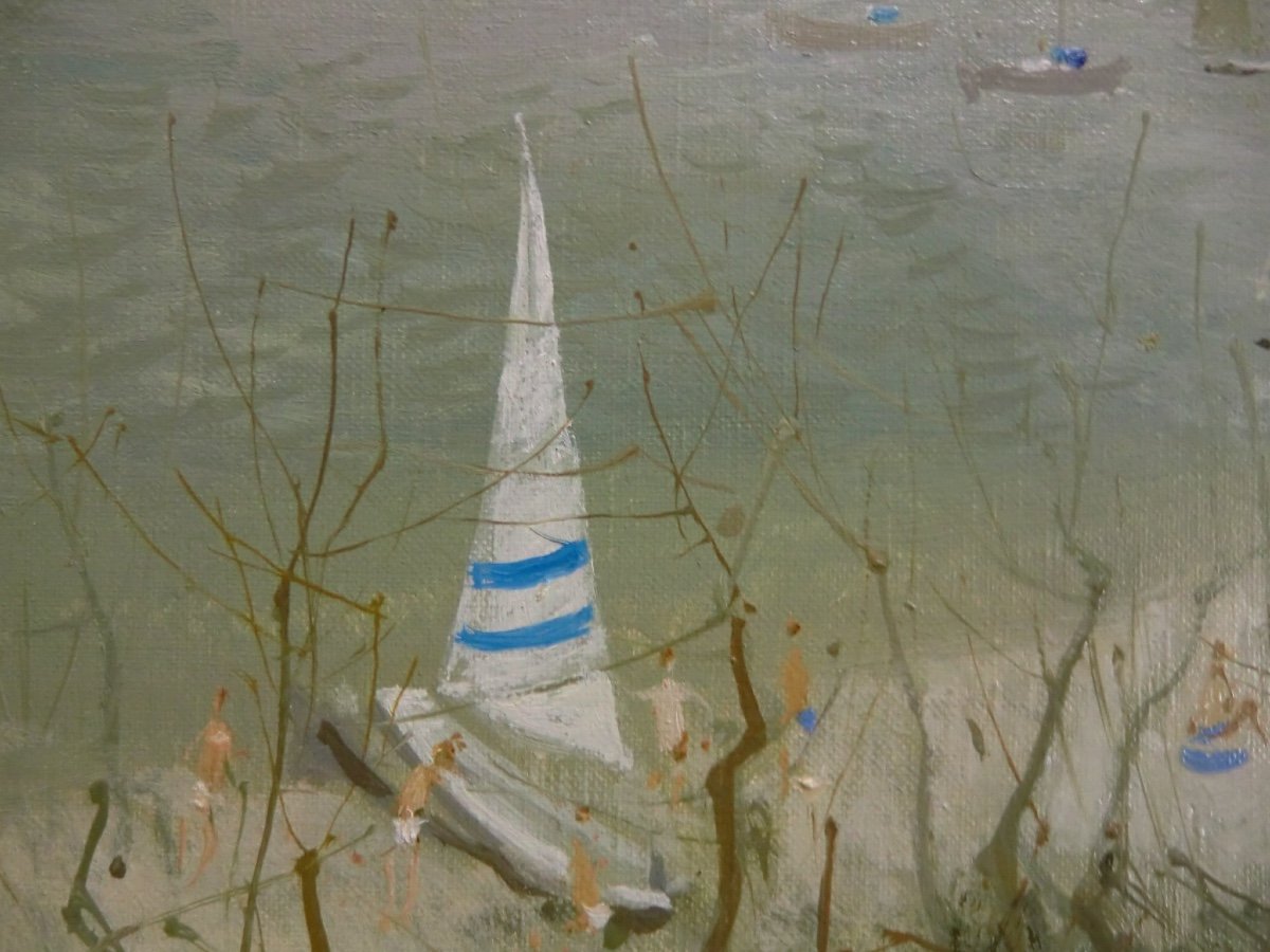 LE BAUBE Claude (1919-2007) "La plage à Priac sur mer" Huile/Toile signée 38 x 55 cm-photo-4