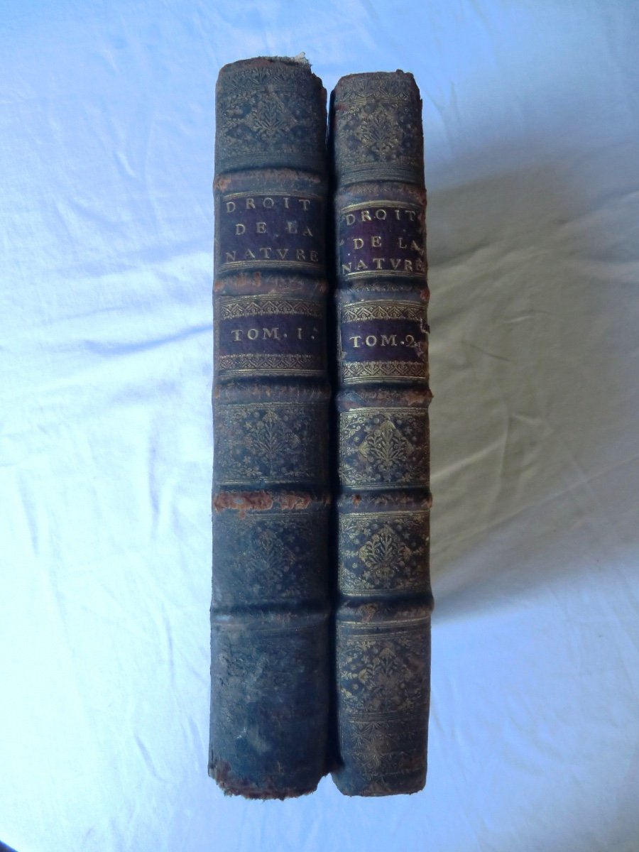 Jean Barbeyrac Baron De Pufendorf "Le Droit de la Nature et des Gens" 1712 2 Volumes In-4-photo-5