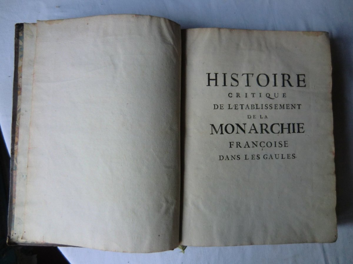 Abbé DUBOS "Histoire critique Monarchie" 1734 3 Volumes  In-4 Reliure cuir-photo-4