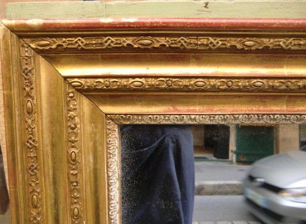 Miroir Bois Et Stuc Doré à La Feuille époque XIX ème Siècle H:122 Cm X L:90 Cm-photo-2