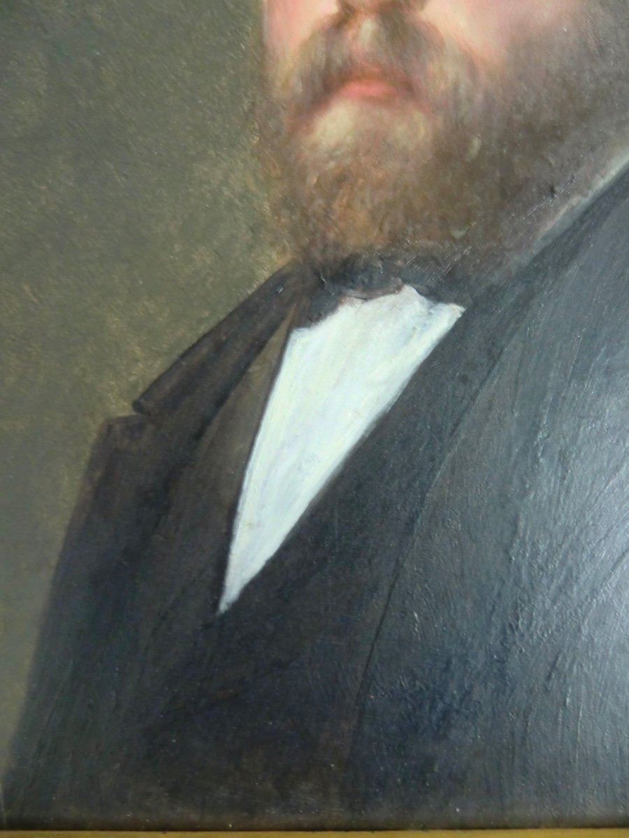 Jules ETEX (1810-1889) "Portrait Frédéric Garrigues", 1871 Huile Sur Panneau 35 X 27 Cm-photo-4