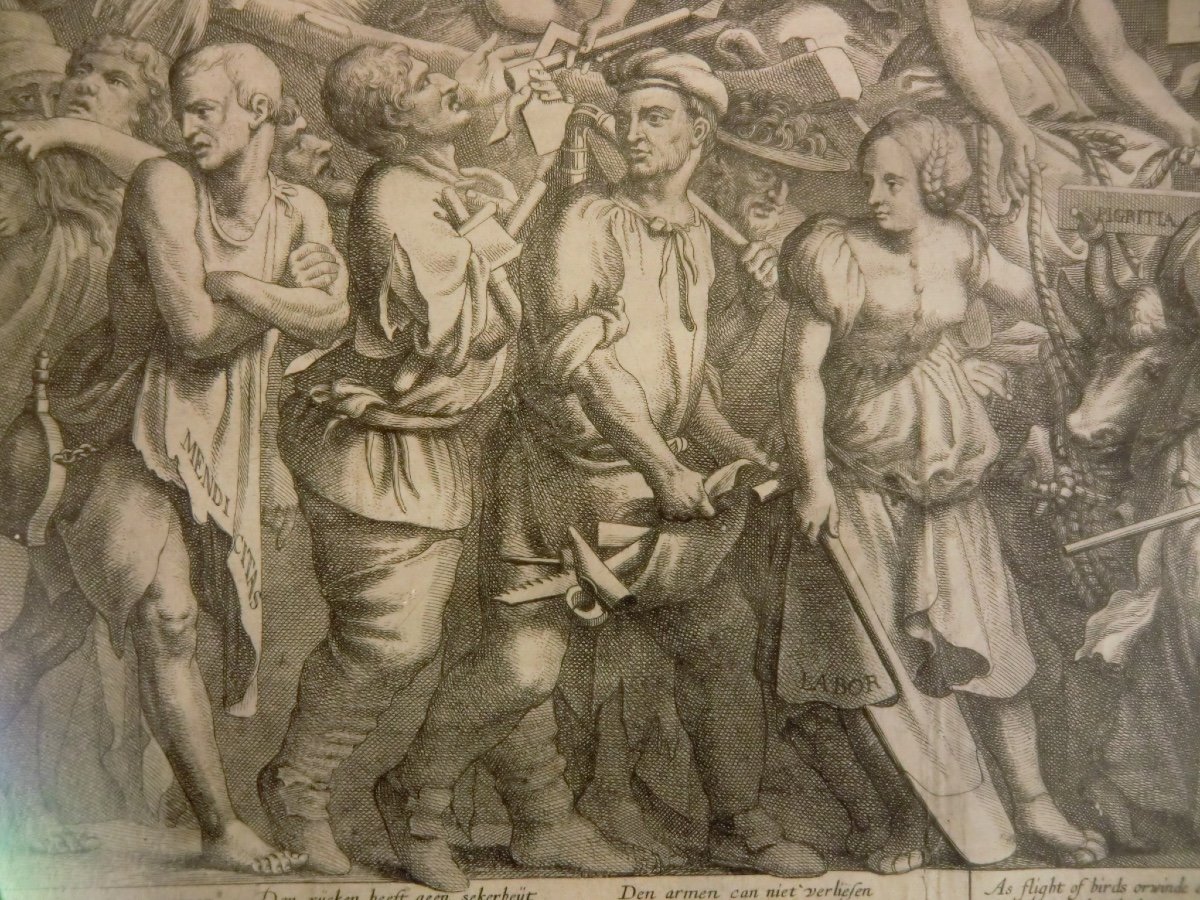 VORSTERMAN Lucas (1595-1675) "Le Triomphe De La Pauvreté" Gravure Burin sur Cuivre 47 X 61 Cm-photo-2