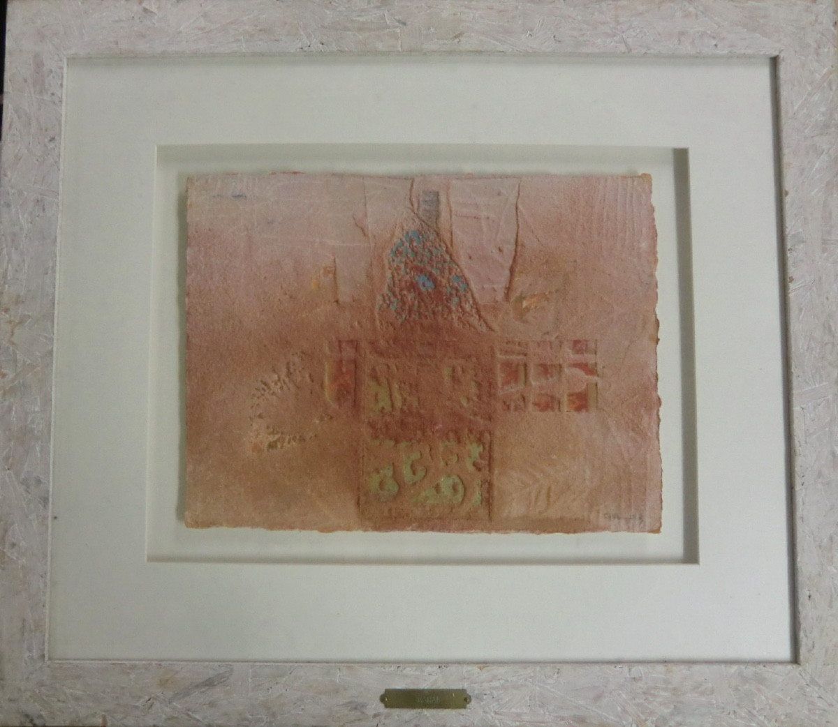 CHAHAB, né en 1951 "Composition" Technique mixte sur papier encadrée et signée 29 x 38 cm.