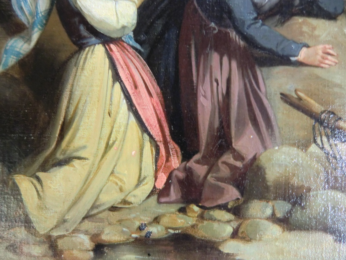 École Française "Après la tempête", Époque XIX ème siècle Huile sur toile encadrée 40 x 32,5 cm-photo-4