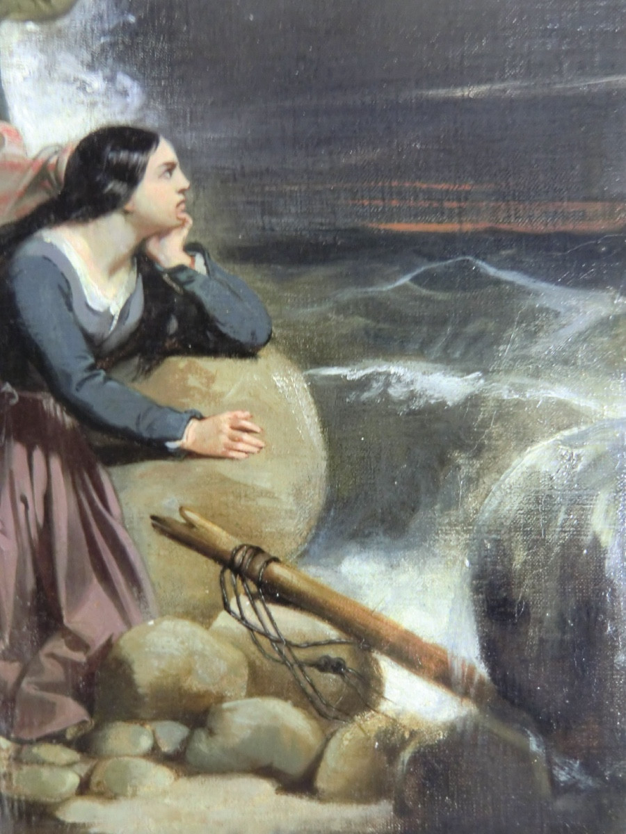 École Française "Après la tempête", Époque XIX ème siècle Huile sur toile encadrée 40 x 32,5 cm-photo-1