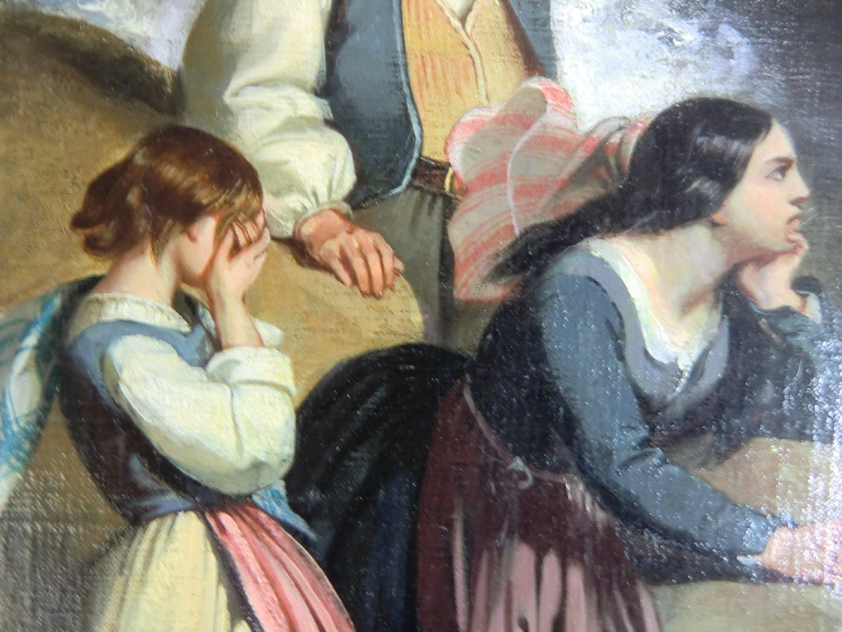 École Française "Après la tempête", Époque XIX ème siècle Huile sur toile encadrée 40 x 32,5 cm-photo-3
