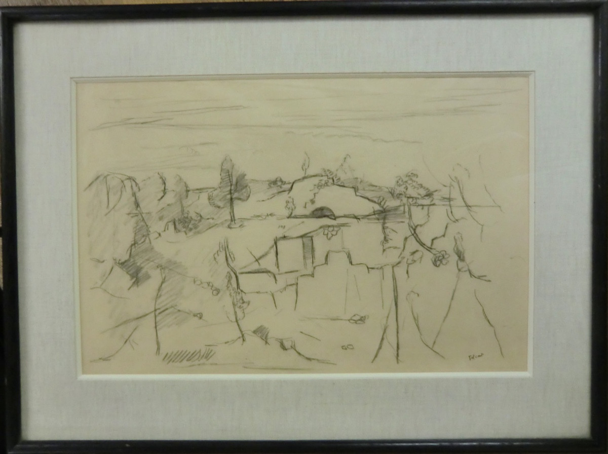 TAL-COAT Pierre (1905-1985) "Rochers à Bibémus", Vers 1940 Dessin  Mine de plomb signé 33x50 cm