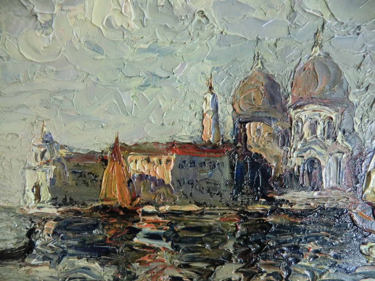 HURARD Joseph (1887-1956) "Venise" Huile sur toile signée et encadrée 38 x 55 cm-photo-2