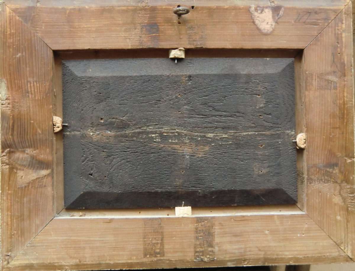 PEZOUX Jean (1815-1885) "Militaires jouant aux quilles", 1858 Huile sur bois signée 22 x 35 cm-photo-4