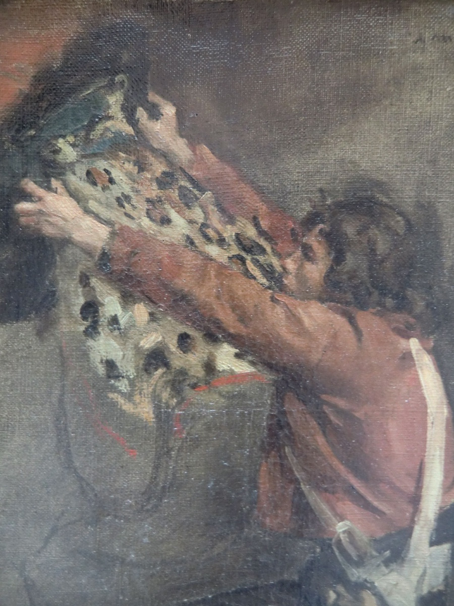 Weerts Jean-joseph (1846-1927) "the Death Of Bara" (study), 1883 Oil On Canvas, Signed 40 X 32-photo-1