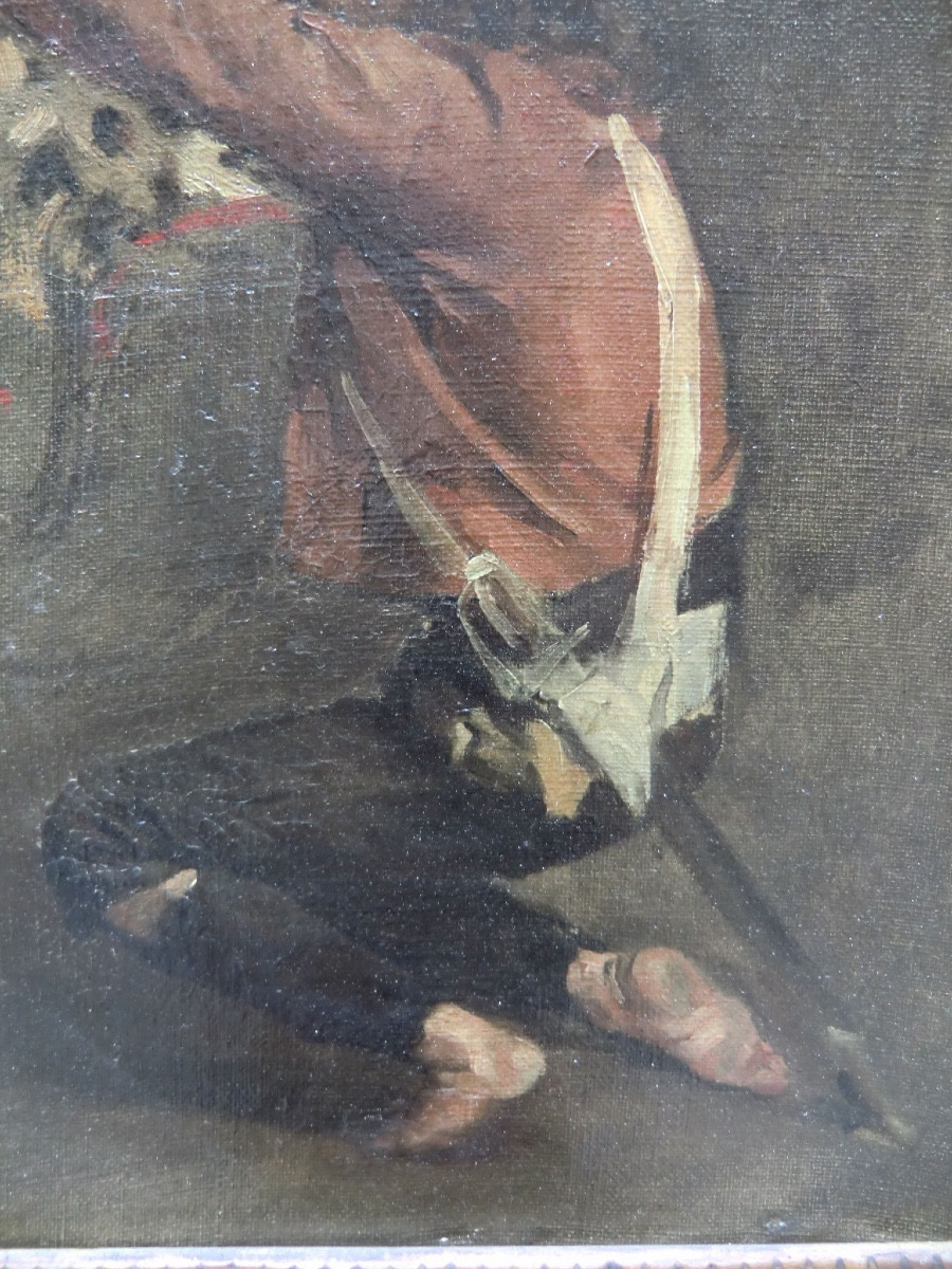 Weerts Jean-joseph (1846-1927) "the Death Of Bara" (study), 1883 Oil On Canvas, Signed 40 X 32-photo-2