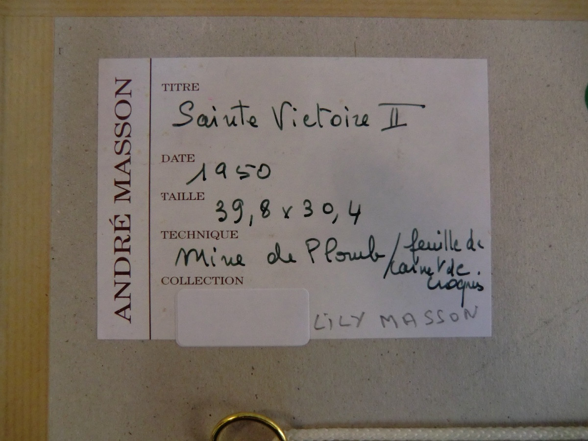 André Masson (1896-1987) "sainte-victoire" 1950 Graphite On Paper, Framed, 41 X 31 Cm-photo-2