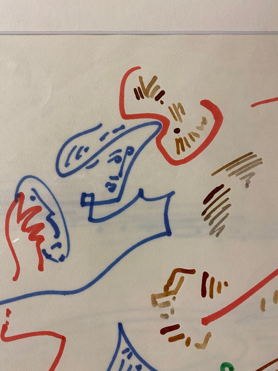 MASSON André (1896-1987) "Carystès" 1965 Feutre sur papier signé en encadré 38 x 49,5 cm-photo-1