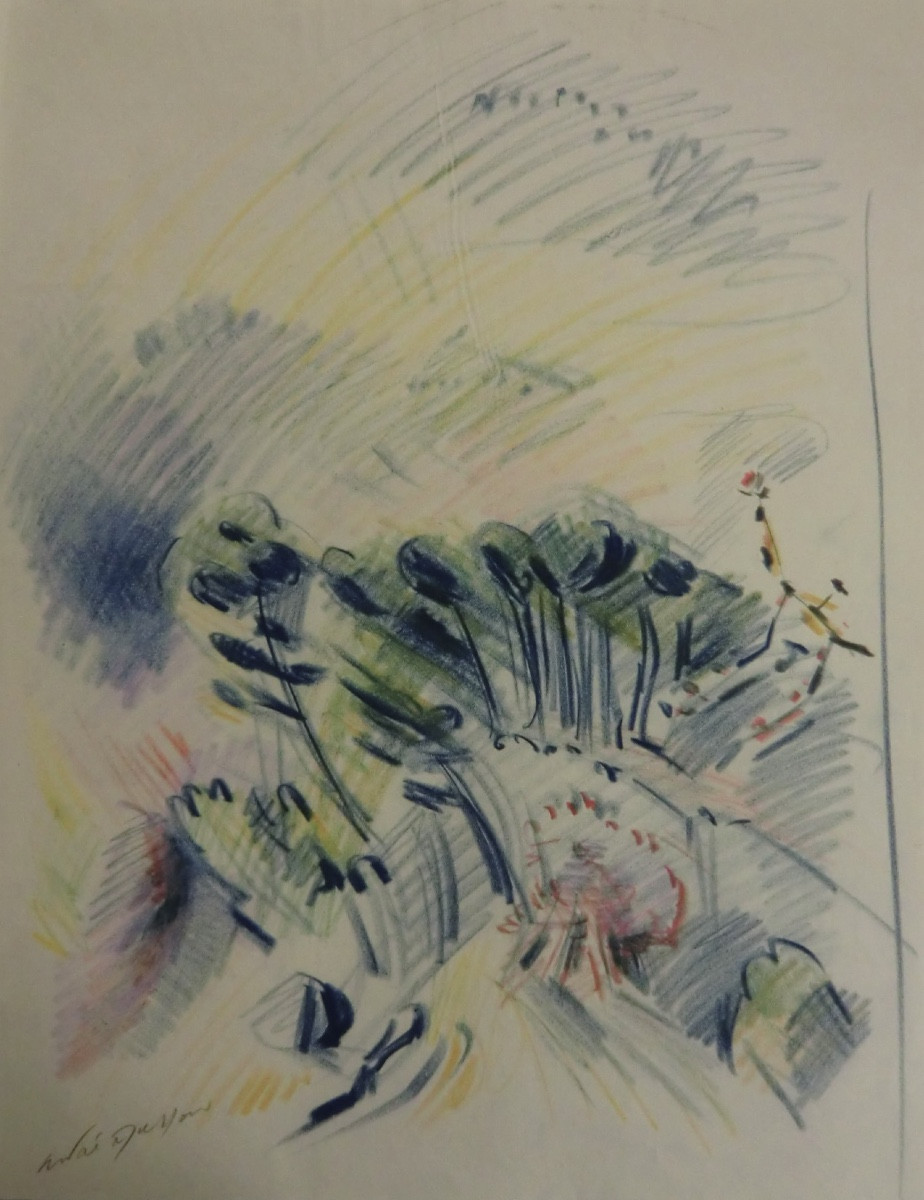 MASSON André (1896-1987) "Pins dans le Mistral",1949 Pastel sur papier signé 54 x 41,5 cm-photo-2