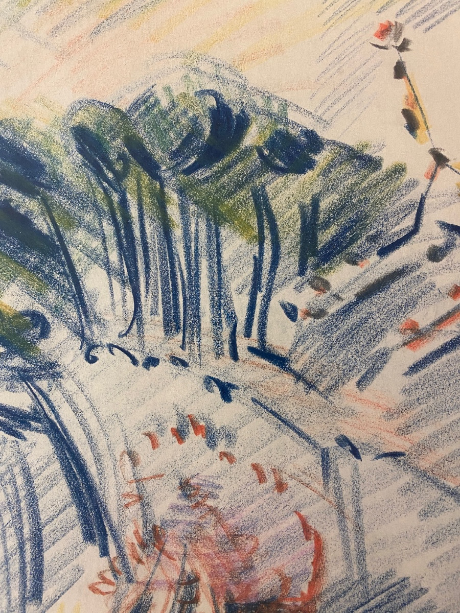 MASSON André (1896-1987) "Pins dans le Mistral",1949 Pastel sur papier signé 54 x 41,5 cm-photo-4