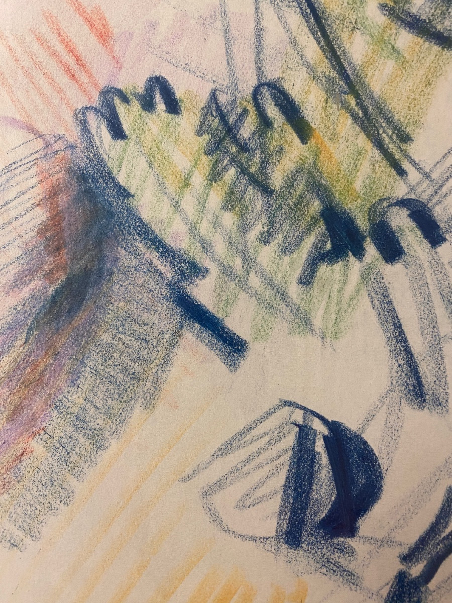 MASSON André (1896-1987) "Pins dans le Mistral",1949 Pastel sur papier signé 54 x 41,5 cm-photo-1