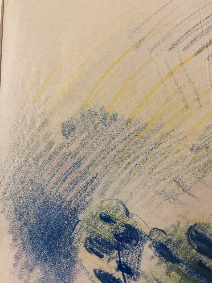 MASSON André (1896-1987) "Pins dans le Mistral",1949 Pastel sur papier signé 54 x 41,5 cm-photo-2