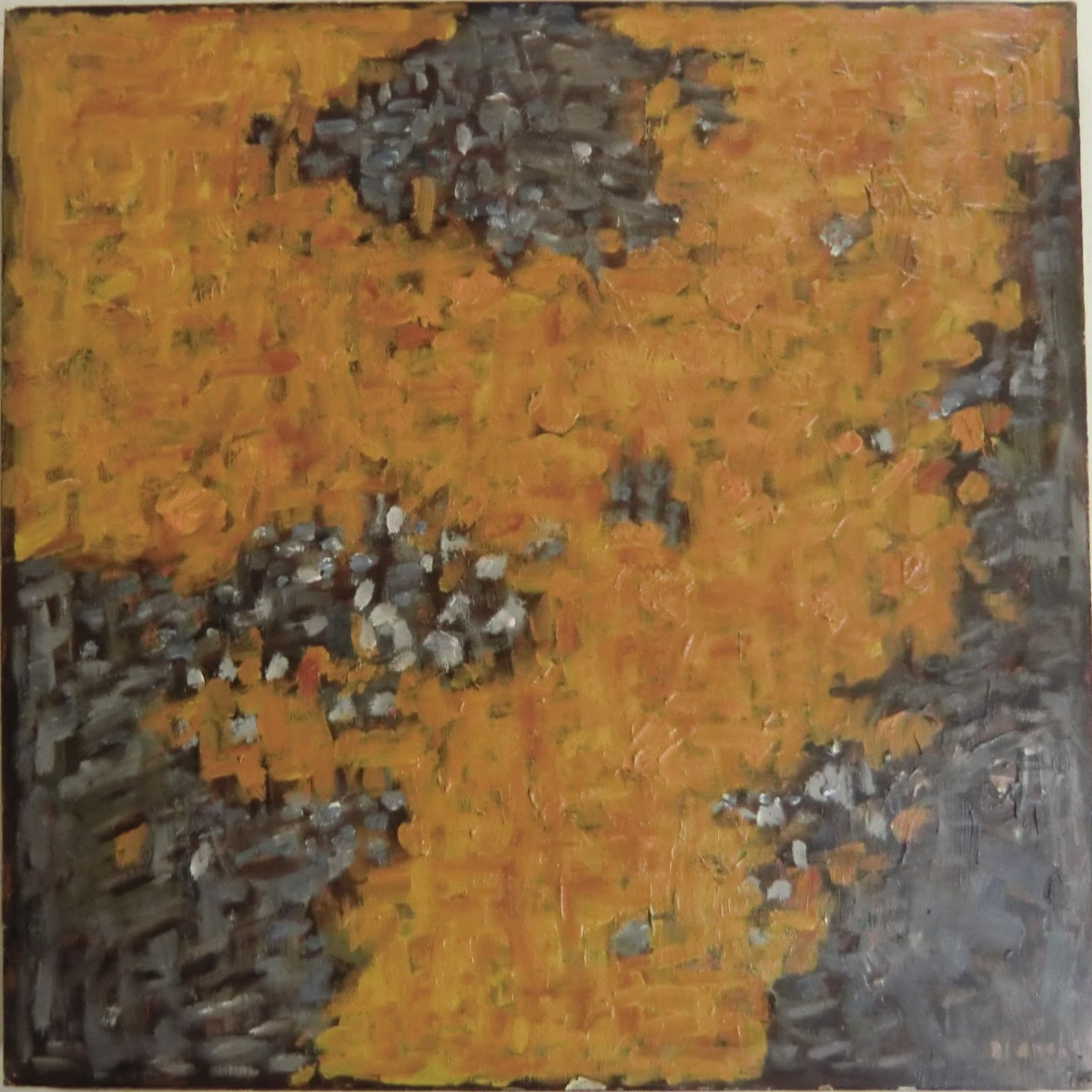 BLANCHE Jean-Pierre " Automne V " Huile/carton marouflée/toile signée encadrée 37 x 37 cm-photo-3