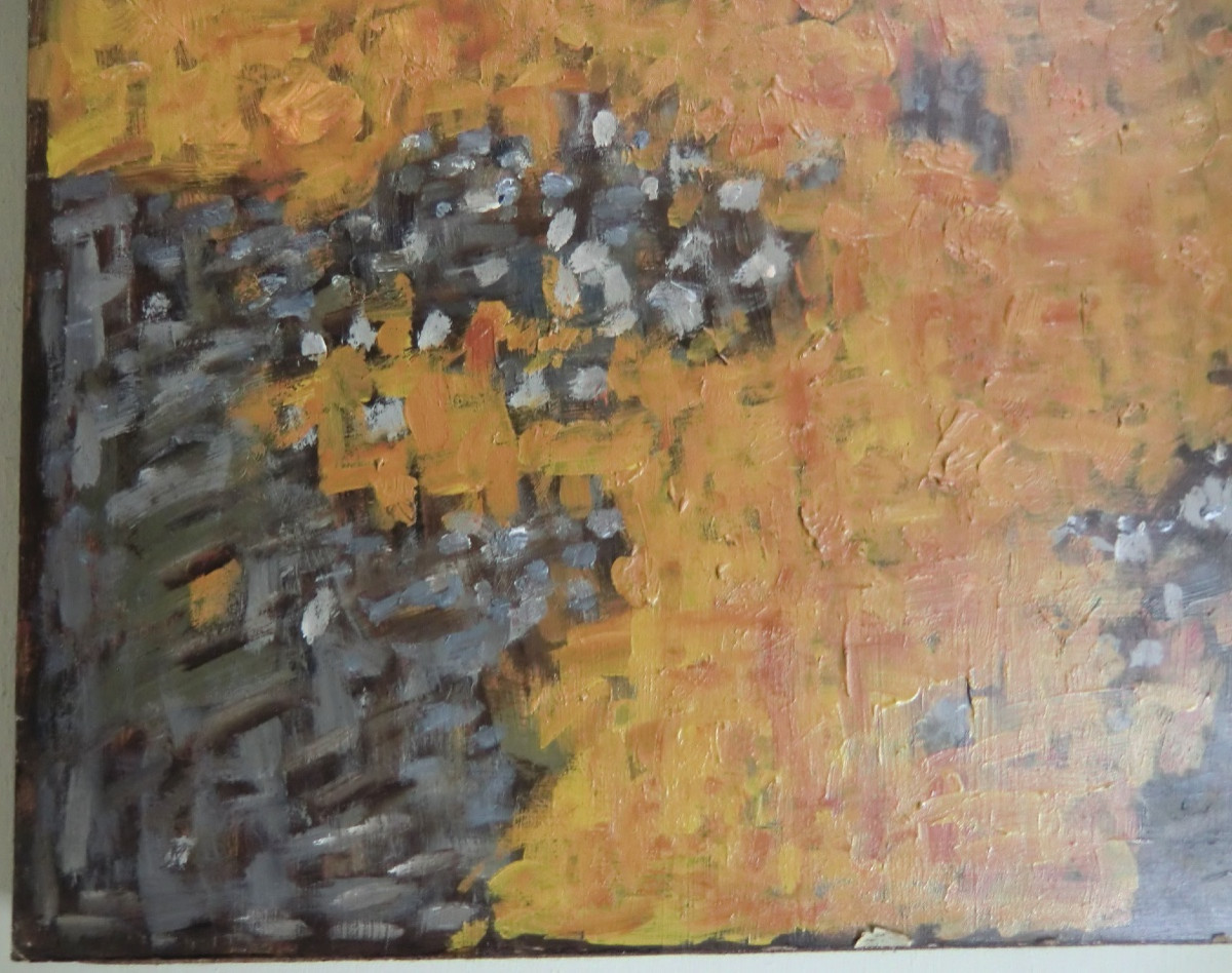 BLANCHE Jean-Pierre " Automne V " Huile/carton marouflée/toile signée encadrée 37 x 37 cm-photo-4