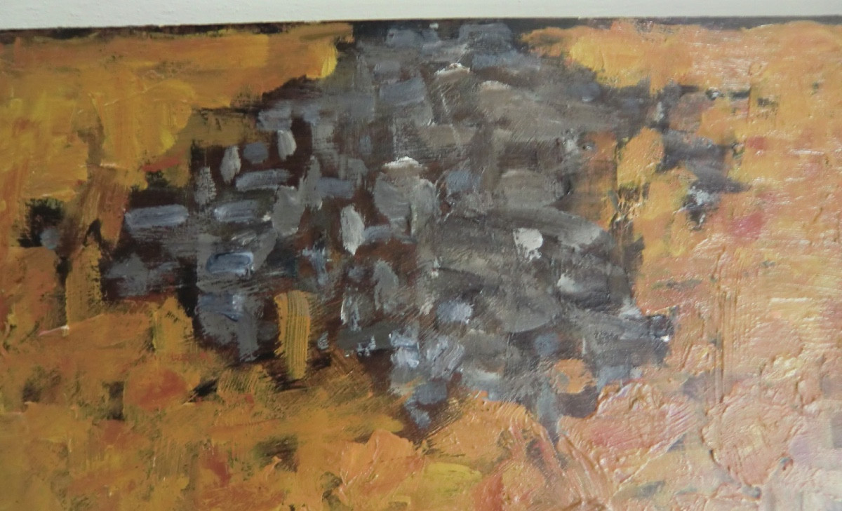 BLANCHE Jean-Pierre " Automne V " Huile/carton marouflée/toile signée encadrée 37 x 37 cm-photo-1