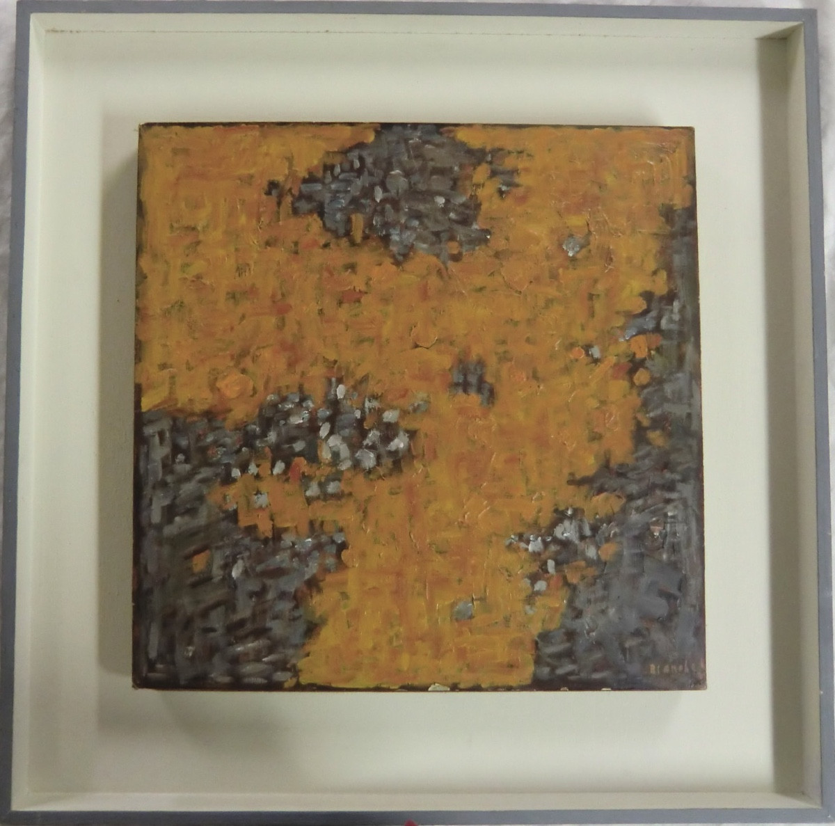 BLANCHE Jean-Pierre " Automne V " Huile/carton marouflée/toile signée encadrée 37 x 37 cm