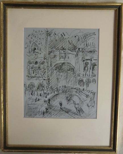 Masson, André (1896–1987) “venice, Bridge Of Sighs,” 1960 Original Drawing Ink On Paper 21 X 17