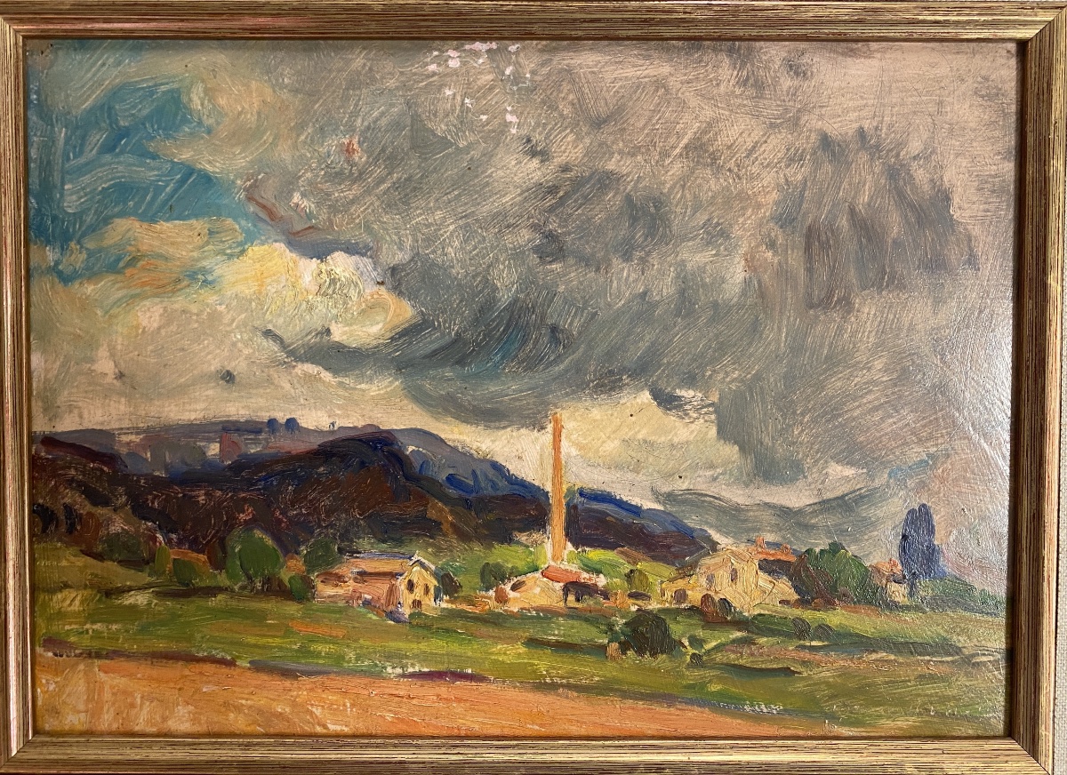 Arnaud Marcel (1877–1956) "landscape In The Aix Region" Framed Oil On Cardboard, 24 X 33.5 Cm-photo-2