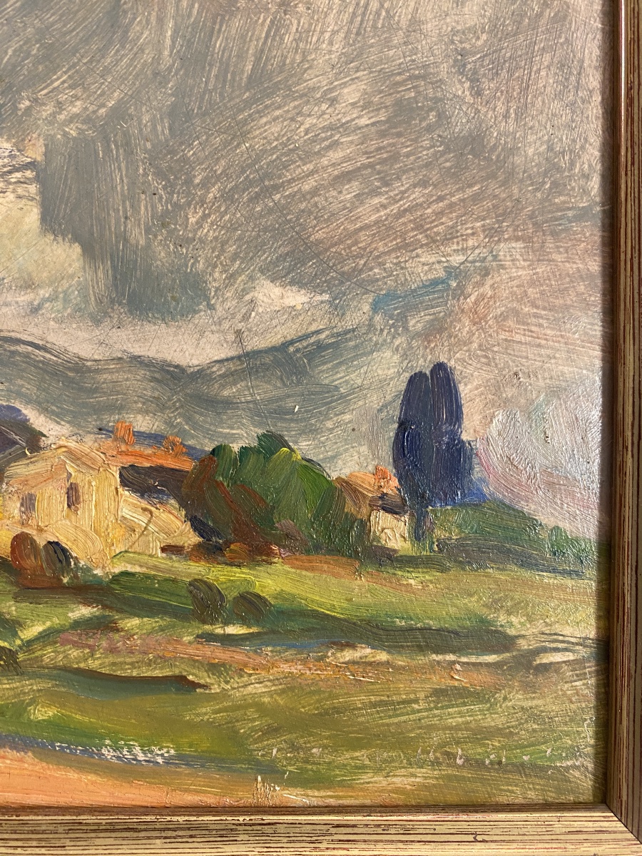 Arnaud Marcel (1877–1956) "landscape In The Aix Region" Framed Oil On Cardboard, 24 X 33.5 Cm-photo-1