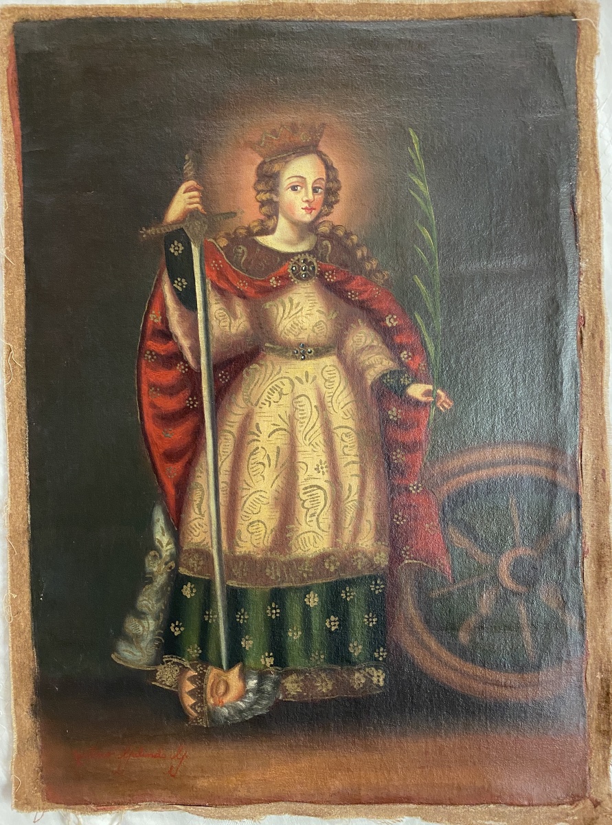 Cuzco School, "portraits Of Saints," Late 19th–early 20th Century, Oil On Canvas, 40 X 30 Cm-photo-3
