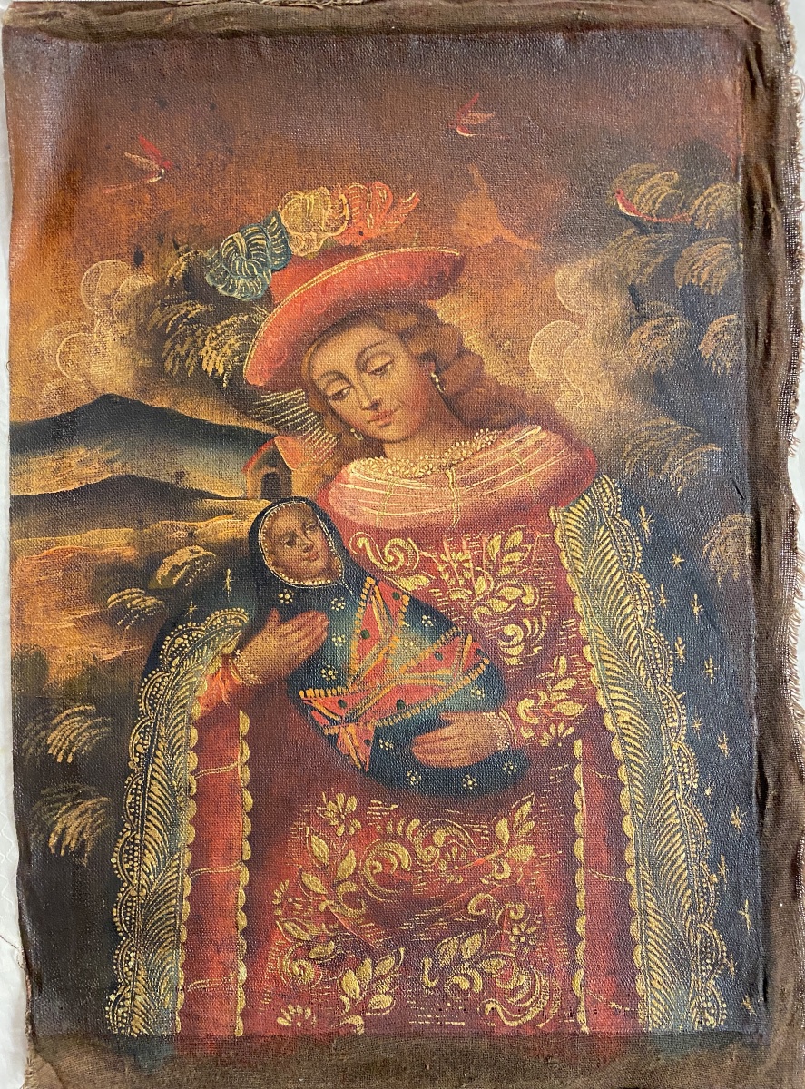 Cuzco School, "portraits Of Saints," Late 19th–early 20th Century, Oil On Canvas, 40 X 30 Cm-photo-4