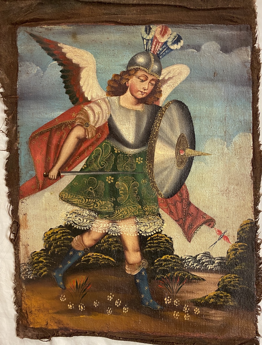Cuzco School, "portraits Of Saints," Late 19th–early 20th Century, Oil On Canvas, 40 X 30 Cm