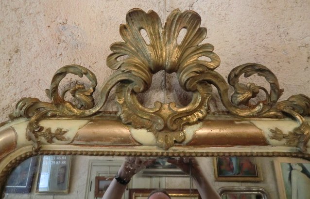 Gilt Stucco Pediment Mirror Period XIXth Century Louis-philippe Style-photo-4